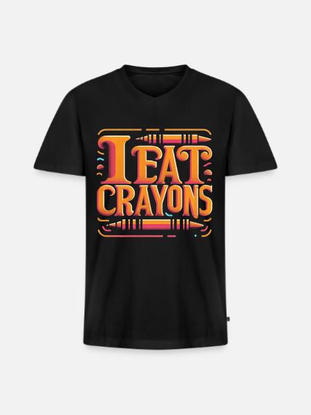 I Eat Crayons 20 - Men's Premium Organic T-shirt with V-neck - black