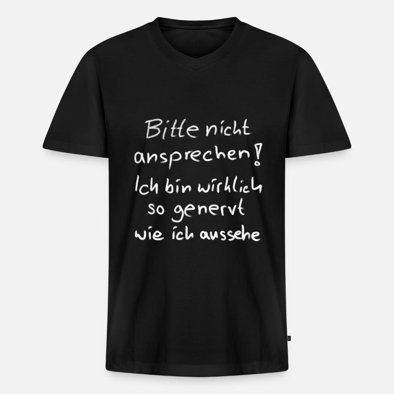 nicht ansprechen - Männer Premium Bio T-Shirt mit V-Ausschnitt - Schwarz