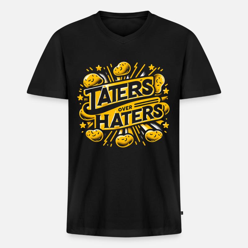 taters over haters 11 - Männer Premium Bio T-Shirt mit V-Ausschnitt - Schwarz