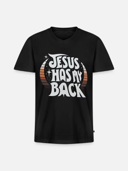 Jesus Has My Back 23 - Men's Premium Organic T-shirt with V-neck - black