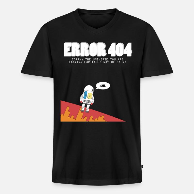 404 Astronaut - Männer Premium Bio T-Shirt mit V-Ausschnitt - Schwarz