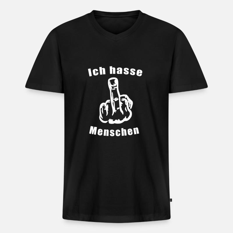 Ich hasse Menschen - Männer Premium Bio T-Shirt mit V-Ausschnitt - Schwarz