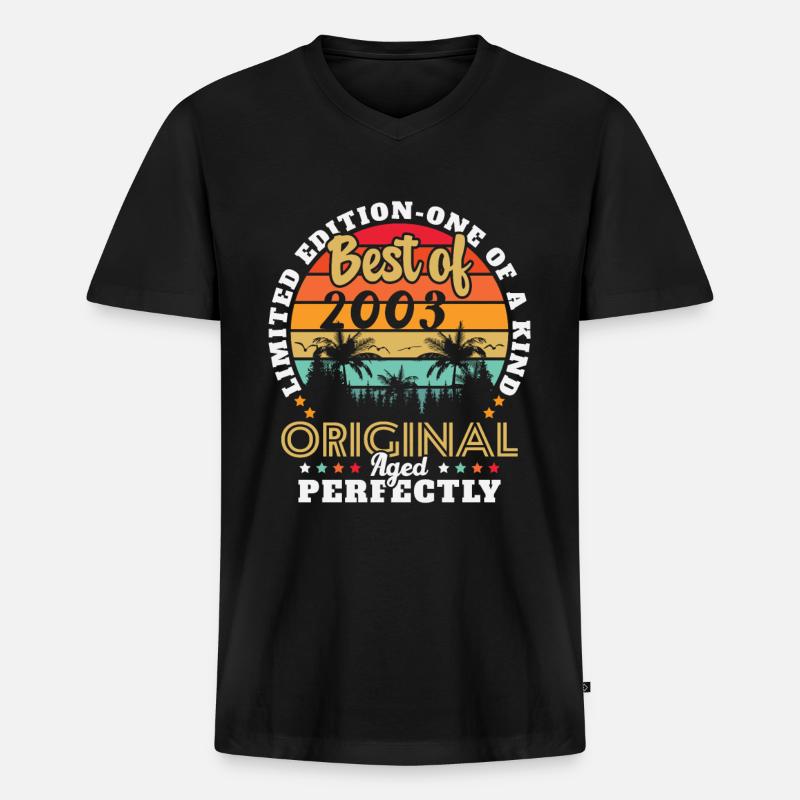 Vintage 2003 Cumpleaños Presente 2003 - Camiseta ecológica prémium para hombre con cuello de pico - negro
