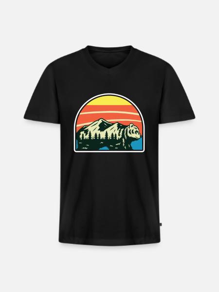 Mountain Bear Gift Humor - Men's Premium Organic T-shirt with V-neck - black