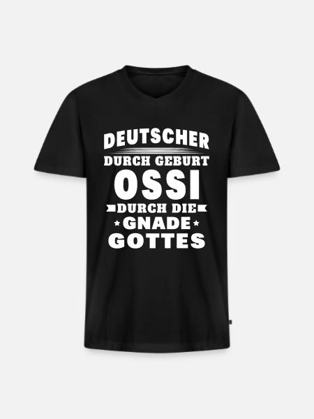 Ossi Ostdeutscher Sachsen - Männer Premium Bio T-Shirt mit V-Ausschnitt - Schwarz