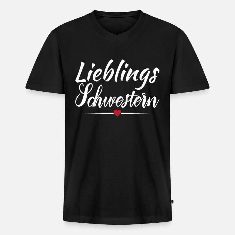 Lieblingsschwester Geschenk Geschenkidee Schwester - Männer Premium Bio T-Shirt mit V-Ausschnitt - Schwarz