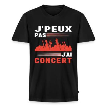 Je Peux Pas J'Ai Concert Musique Cadeau Musicien - T-shirt encolure en V Premium bio Homme - noir - Devant - Nico (187cm)