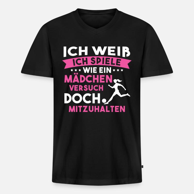 Fußball Sport Mädchen Geschenk - Männer Premium Bio T-Shirt mit V-Ausschnitt - Schwarz