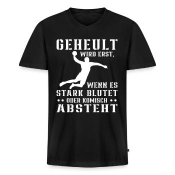 Handball Nix Für Weicheier Geschenk Für Handballer - Männer Premium Bio T-Shirt mit V-Ausschnitt - Schwarz - Vorne - Nico (187cm)