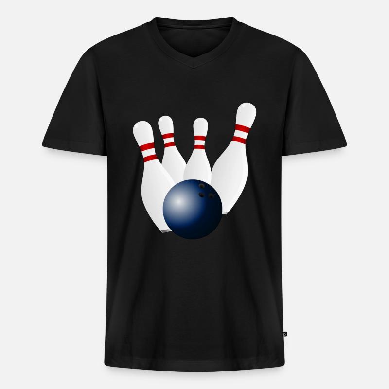 Bowling - Männer Premium Bio T-Shirt mit V-Ausschnitt - Schwarz