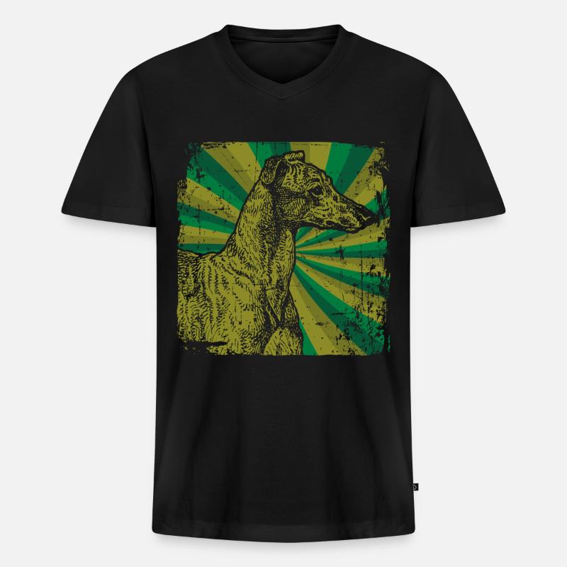 Windhund - Männer Premium Bio T-Shirt mit V-Ausschnitt - Schwarz