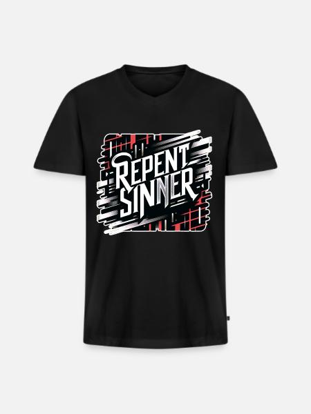 Repent Sinner 18 - Men's Premium Organic T-shirt with V-neck - black