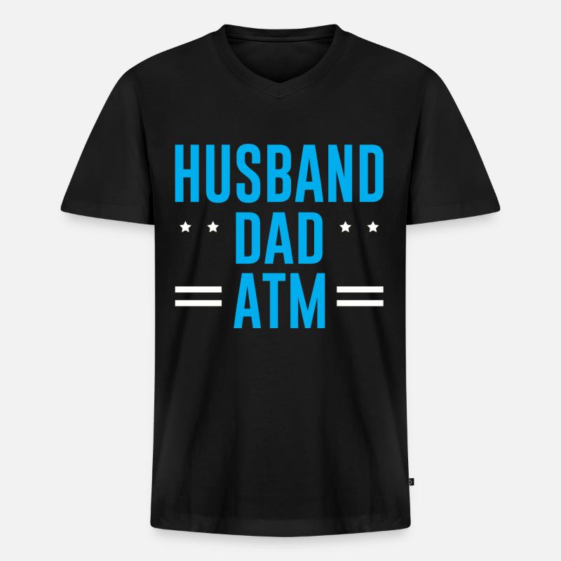 Husband Dad ATM 2 - Männer Premium Bio T-Shirt mit V-Ausschnitt - Schwarz
