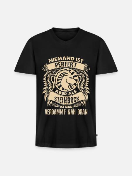 Sternzeichen Steinbock - ist perfekt - DE - Männer Premium Bio T-Shirt mit V-Ausschnitt - Schwarz