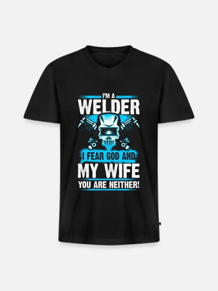 I'm a Welder - Welder - EN - Men's Premium Organic T-shirt with V-neck - black