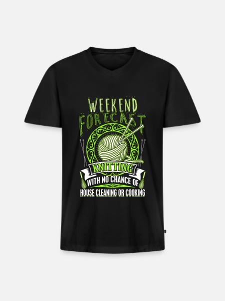 Weekend Forecast - Knitting - EN - Men's Premium Organic T-shirt with V-neck - black