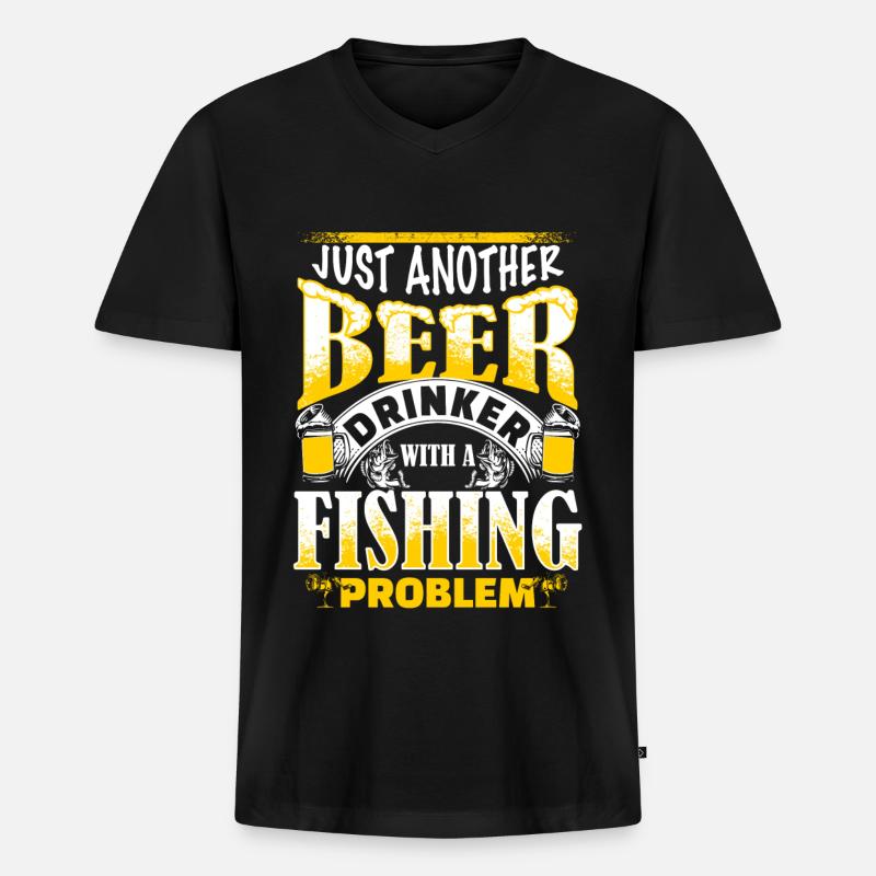 Beer Drinker - Fishing Problem - EN - Männer Premium Bio T-Shirt mit V-Ausschnitt - Schwarz