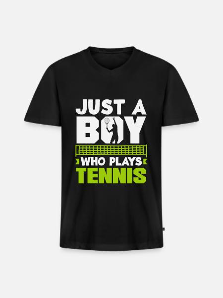 Just a boy playing tennis - Men's Premium Organic T-shirt with V-neck - black