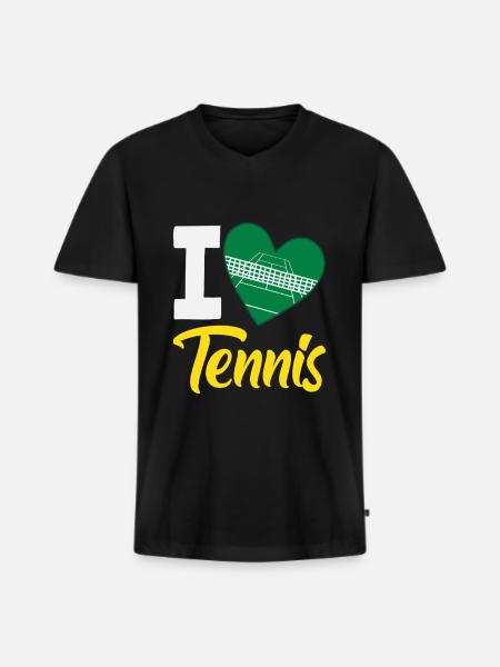 I Love Tennis Player Heart - Men's Premium Organic T-shirt with V-neck - black