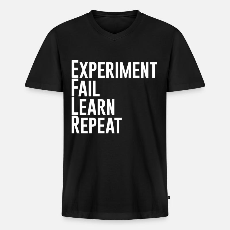 Experiment Fail Learn Repeat - Männer Premium Bio T-Shirt mit V-Ausschnitt - Schwarz
