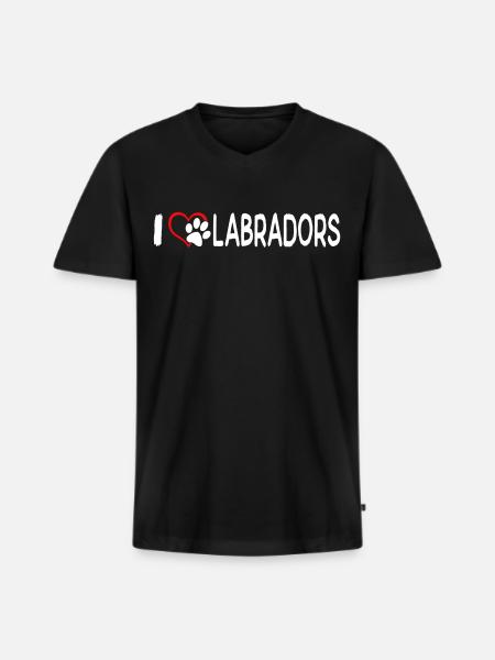 I love Labradors - Men's Premium Organic T-shirt with V-neck - black