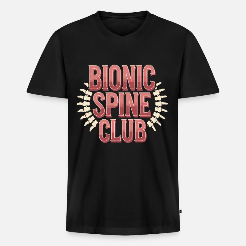 Bionic Spine Club 10 - Männer Premium Bio T-Shirt mit V-Ausschnitt - Schwarz