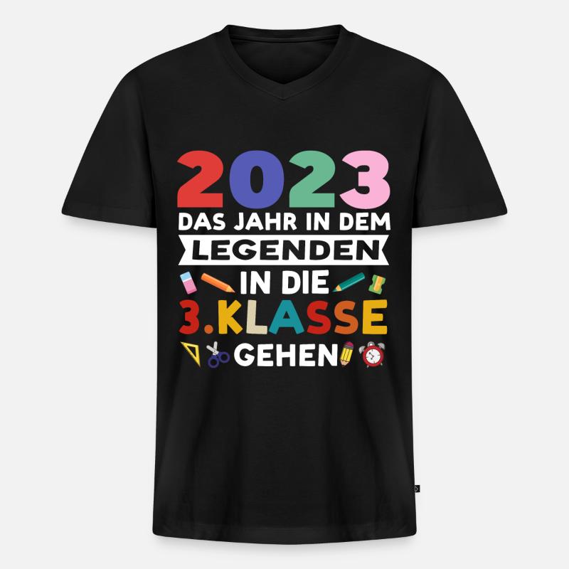 3.Klasse 2023 Anfang Drittklässler Geschenk - Männer Premium Bio T-Shirt mit V-Ausschnitt - Schwarz