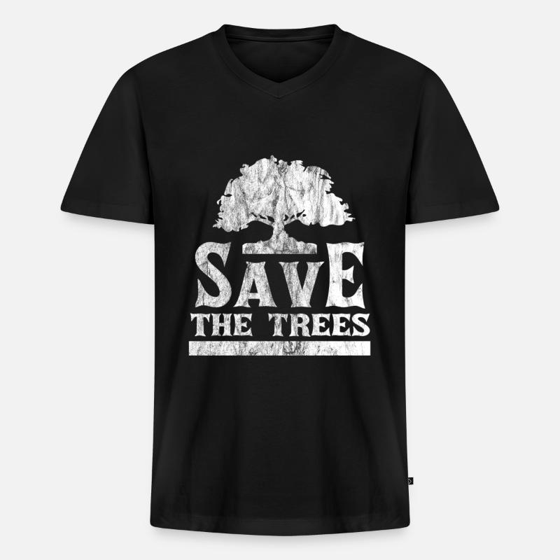 Save The Trees - Männer Premium Bio T-Shirt mit V-Ausschnitt - Schwarz
