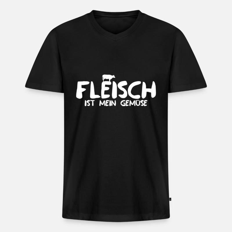 Fleisch ist mein Gemüse - Männer Premium Bio T-Shirt mit V-Ausschnitt - Schwarz