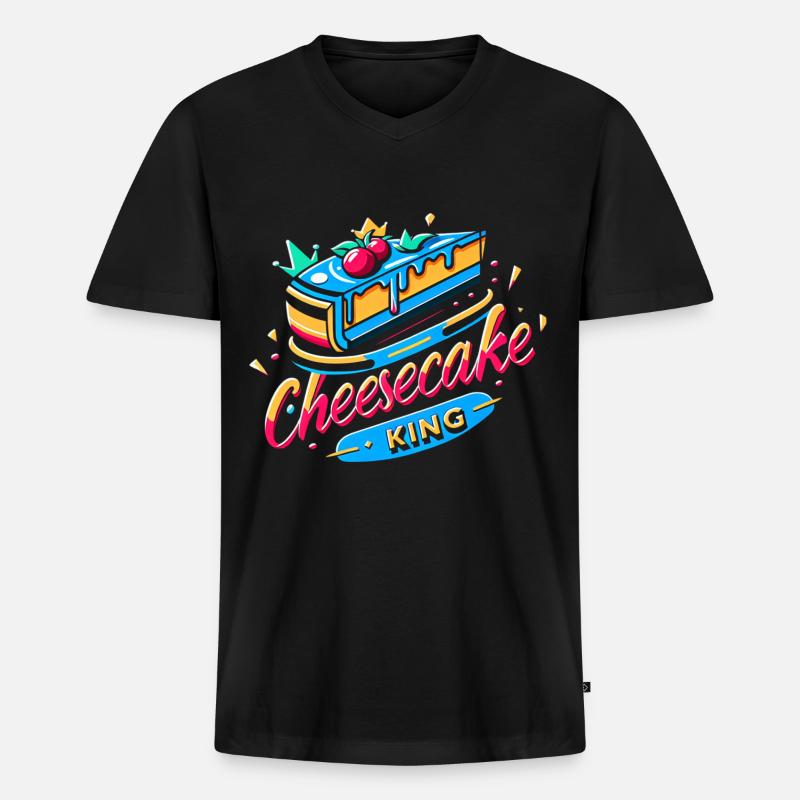 Cheesecake King 9 - Männer Premium Bio T-Shirt mit V-Ausschnitt - Schwarz
