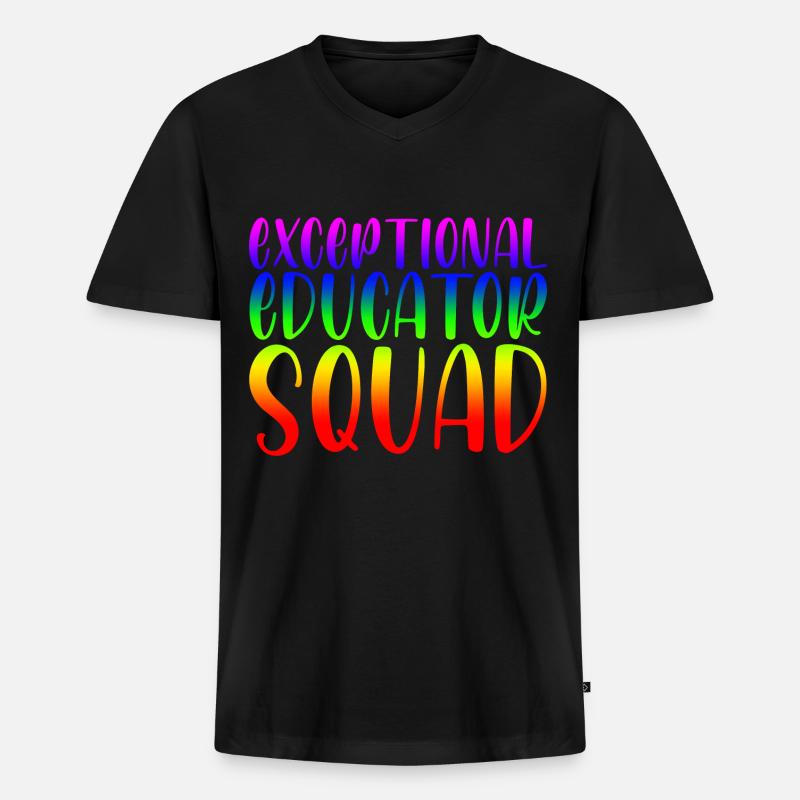 Exceptional Educator Squad 2 - Männer Premium Bio T-Shirt mit V-Ausschnitt - Schwarz