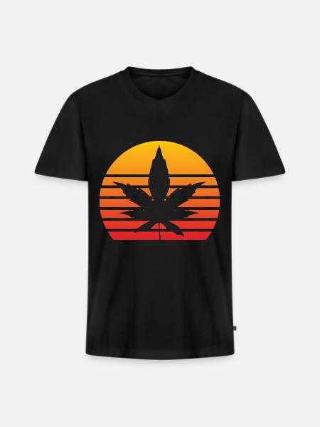 Weed Cannabis - Men's Premium Organic T-shirt with V-neck - black