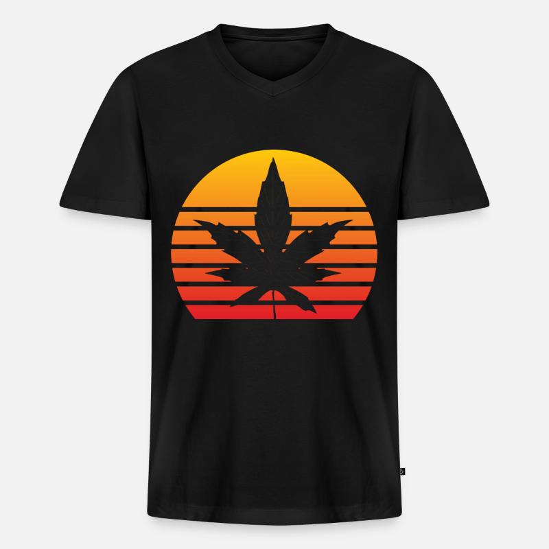 Weed Cannabis - Männer Premium Bio T-Shirt mit V-Ausschnitt - Schwarz