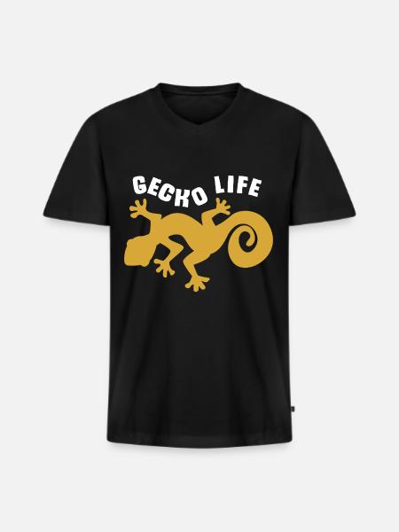 gecko - Men's Premium Organic T-shirt with V-neck - black