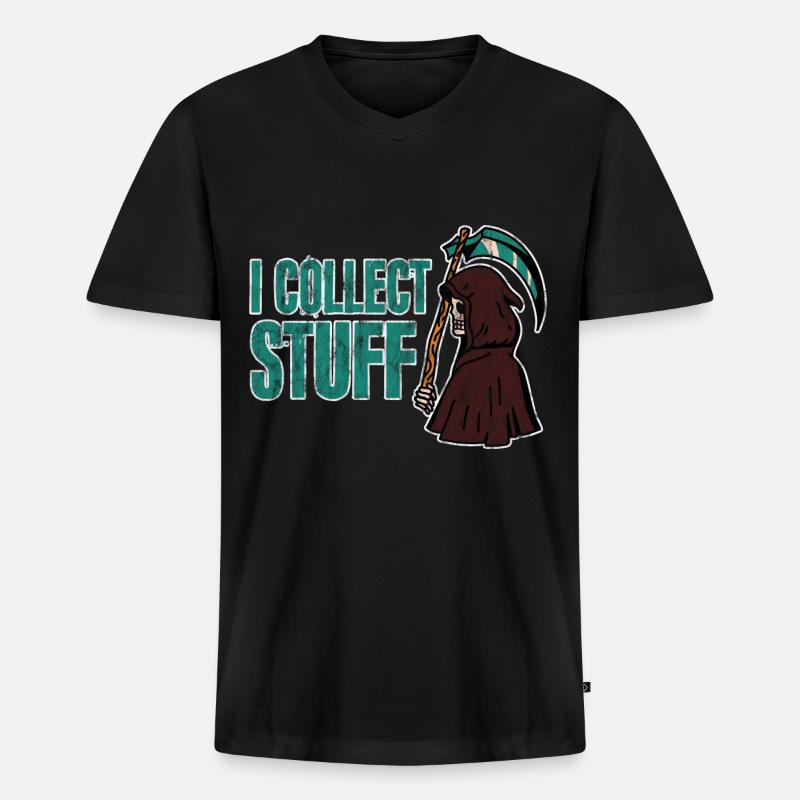 I Collect Stuff 3 - Männer Premium Bio T-Shirt mit V-Ausschnitt - Schwarz