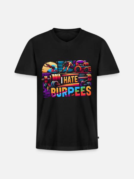 I Hate Burpees 8 - Men's Premium Organic T-shirt with V-neck - black