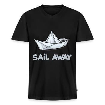 Papierschiff Papierboot Papierschiffchen - Männer Premium Bio T-Shirt mit V-Ausschnitt - Schwarz - Vorne - Nico (187cm)