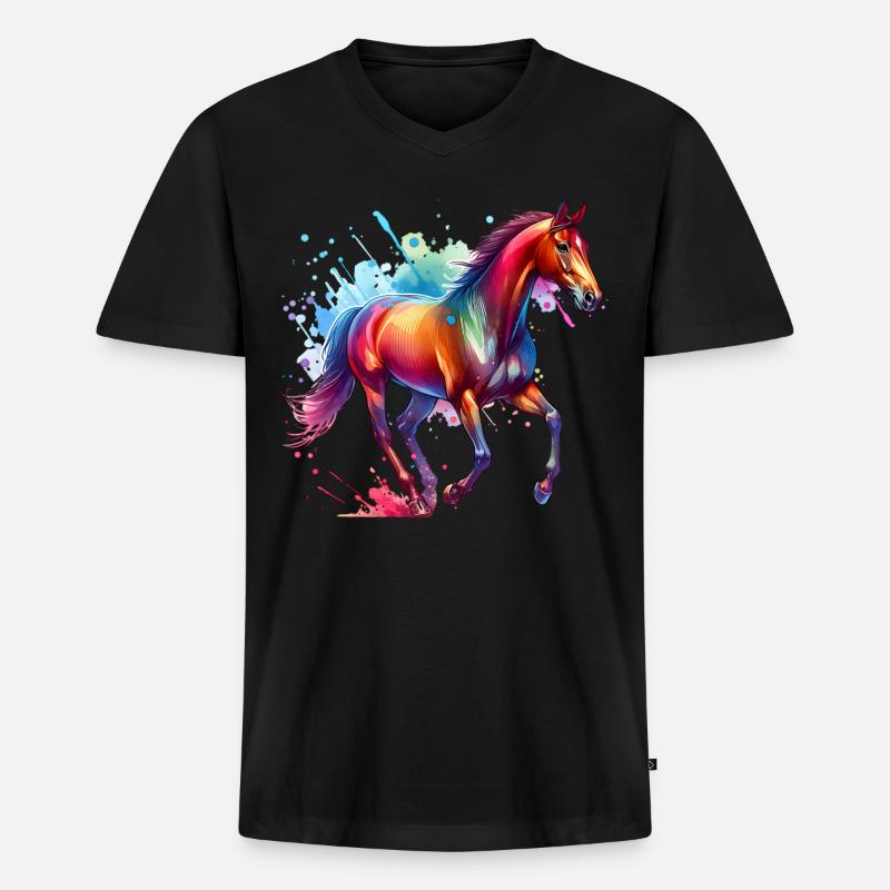 Irisches Zugpferd Geschenk Pferd - Männer Premium Bio T-Shirt mit V-Ausschnitt - Schwarz