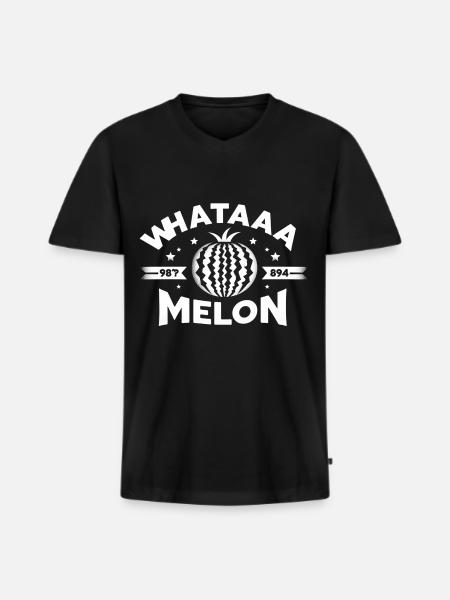 Whataaa Melon 7 - T-shirt encolure en V Premium bio Homme - noir
