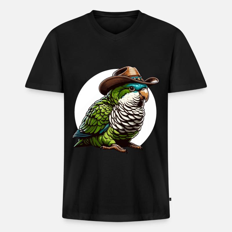 Quäker Papagei Mönch Sittich - Männer Premium Bio T-Shirt mit V-Ausschnitt - Schwarz