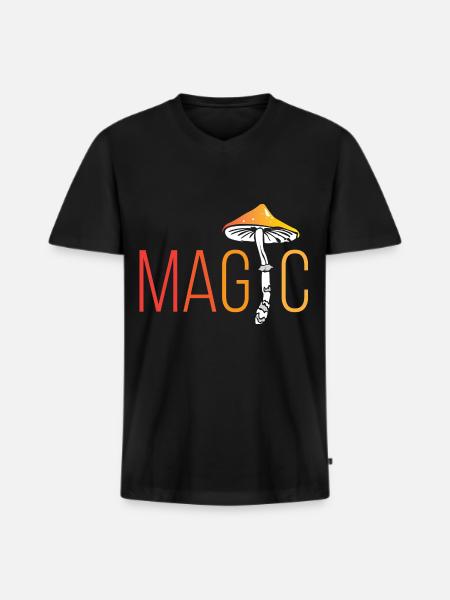 Magic Champignons Champignons Champignons - T-shirt encolure en V Premium bio Homme - noir