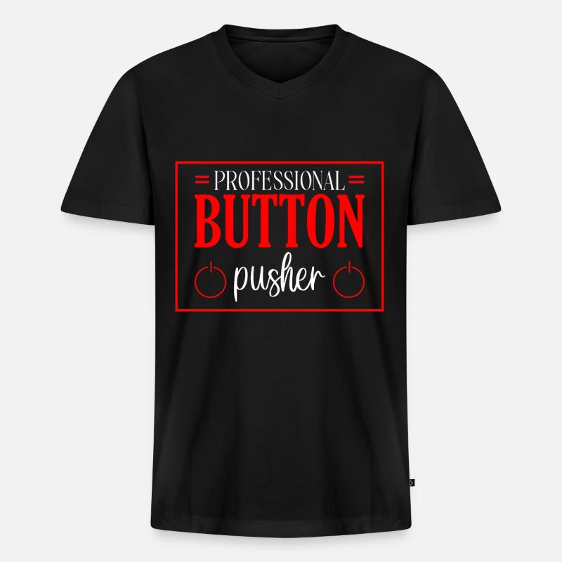 Professional Button Pusher 4 - Männer Premium Bio T-Shirt mit V-Ausschnitt - Schwarz