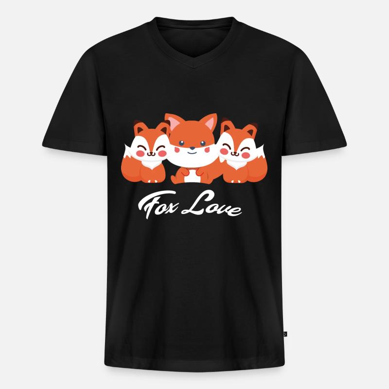 Fuchs - Männer Premium Bio T-Shirt mit V-Ausschnitt - Schwarz