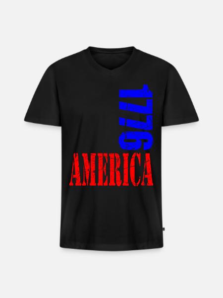 America 1776 - Men's Premium Organic T-shirt with V-neck - black