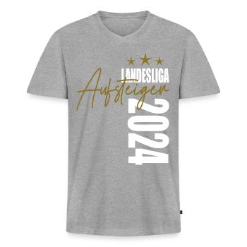 Aufsteiger Landesliga 2024 Aufstiegstrikot - Männer Premium Bio T-Shirt mit V-Ausschnitt - Grau meliert - Vorne