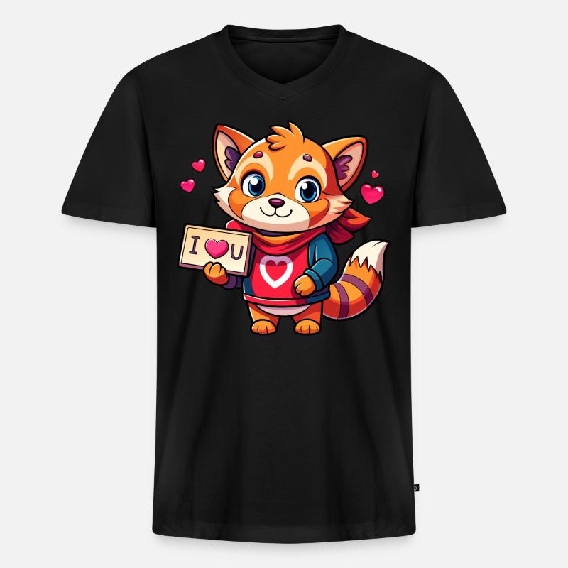 Liebesbotschaft tragendes Tier - Männer Premium Bio T-Shirt mit V-Ausschnitt - Schwarz