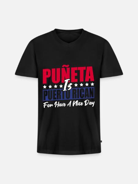 Camiseta Puerto Rico - Camiseta ecológica prémium para hombre con cuello de pico - negro