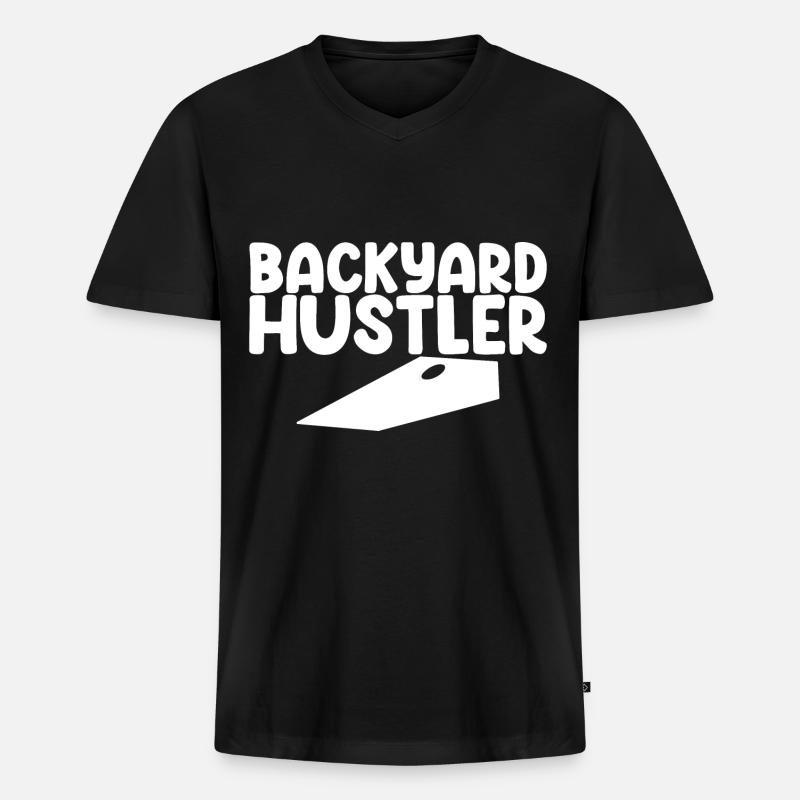 Backyard Hustler - Männer Premium Bio T-Shirt mit V-Ausschnitt - Schwarz