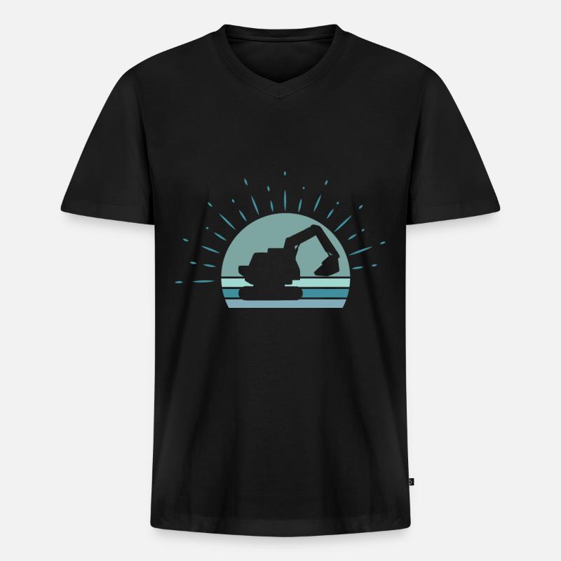 Bagger Kinder - Männer Premium Bio T-Shirt mit V-Ausschnitt - Schwarz