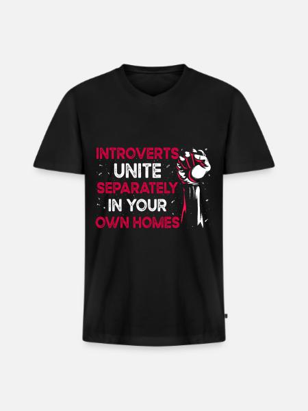 Introverti timide antisocial - T-shirt encolure en V Premium bio Homme - noir